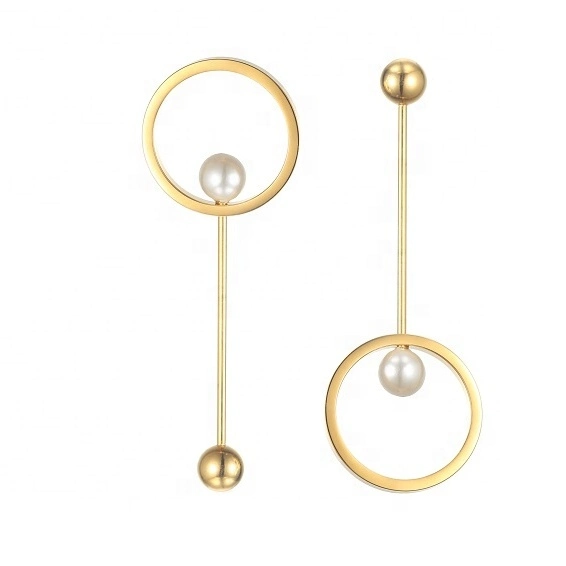 High Quality Fashion 18K Gold Plating Stainless Steel Jewelry Long Drop Studs Earrings