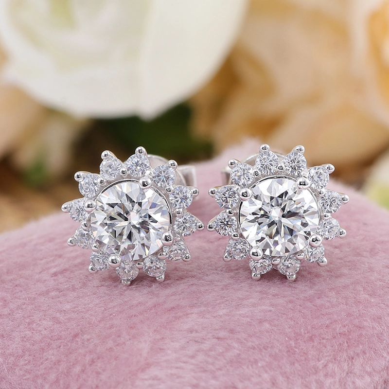 Can Be Shipped Within 48 Hours 5mm Round Moissanite Stud Custom Stainless Steel Earrings Set for Women 2021