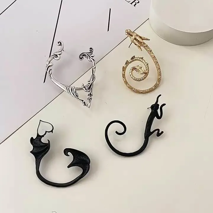 1PC Retro Punk Elf Flying Dragon Ear Cuff Non-Piercing Cartilage Clip Earrings