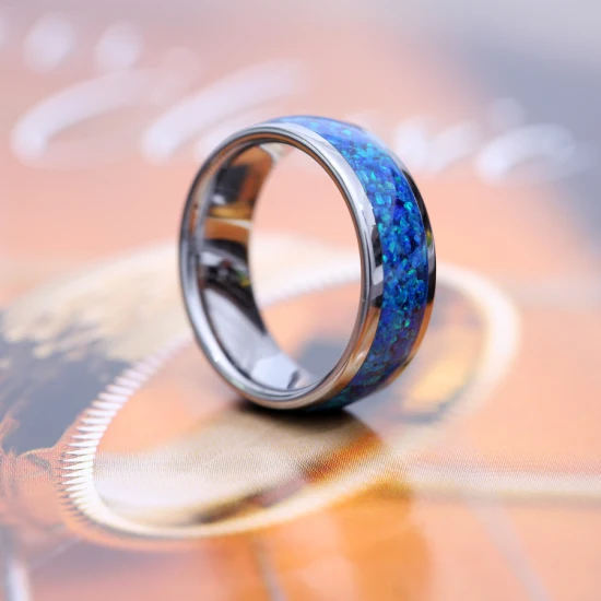 6.5mm タングステンリング付きメンズツートンカラー結婚指輪、シンプルなファッション